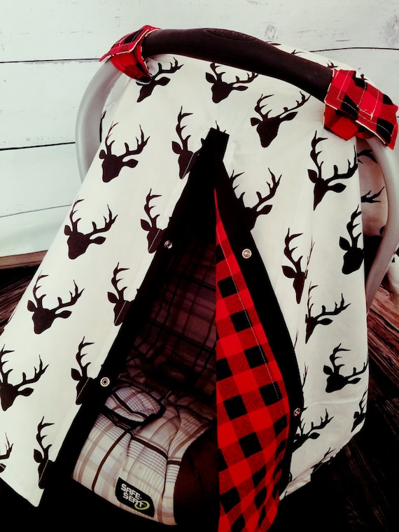 Cat Canopy Black Buck Buffalo Plaid Deer Cat Canopy Black Buck Buffalo Plaid, Deer Car Seat Canopy