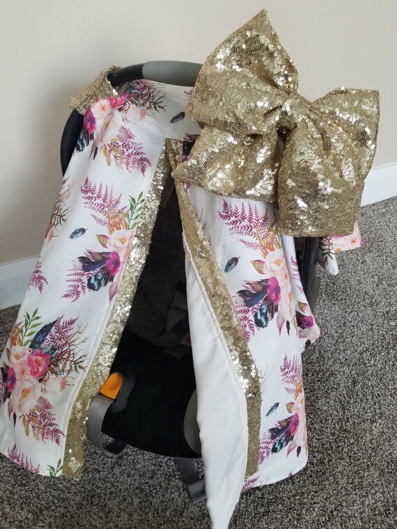 Cat Canopy Fl Cover With Sequin Car Seat Boho Feather Bohemian