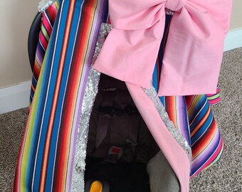 Western Serape Sparkle Carseat Cover, Baby Shower Gift, Newborn Girl Gift, READY TO SHIP