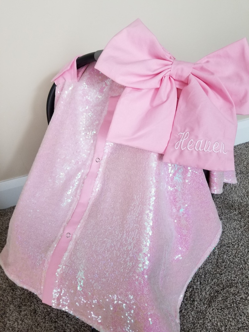 Elegant Iridescent Sequin Pink Car Seat Canopy Carseat Cover Etsy