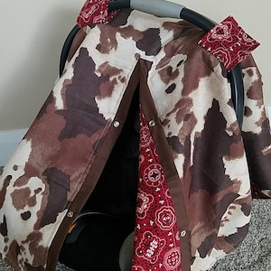 Cow Bandana Carseat Cover, Personalized Baby Shower Gift, Baby Boy carseat cover