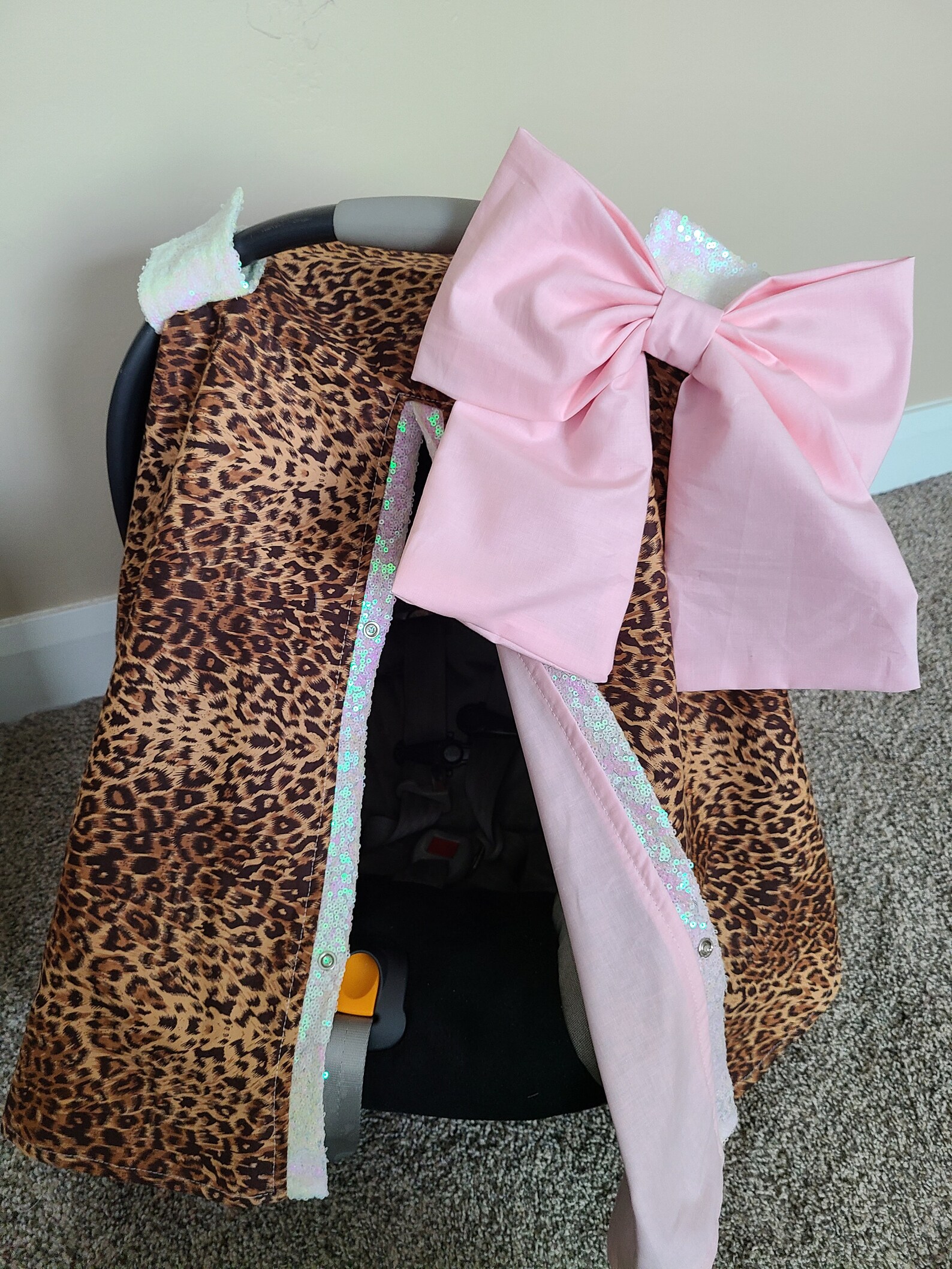 Carseat Cover Cheetah Blush Cover met grote boog carseat Etsy