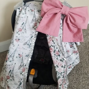 Baby Autositzbezug - Blumen Paris Pailletten Glanz - Baby-Dusche-Geschenk - Baby Mädchen Autositzbezug - VERSANDFERTIG