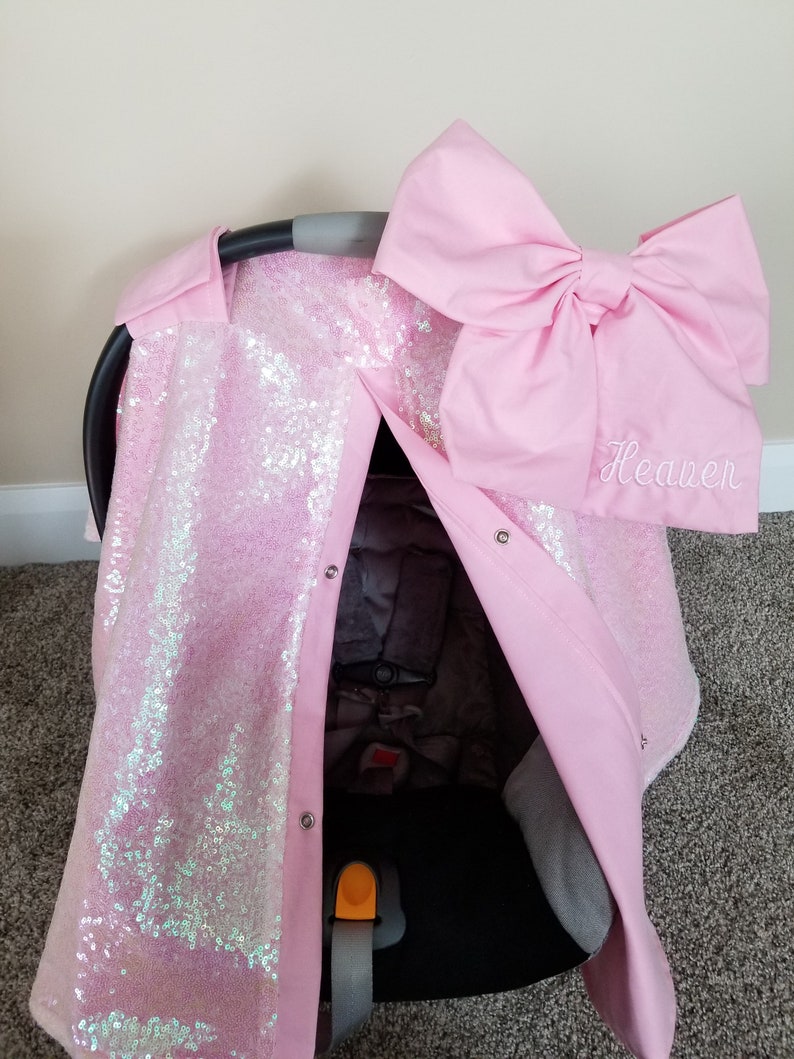 Elegant Iridescent Sequin Pink Car Seat Canopy Carseat Cover Etsy