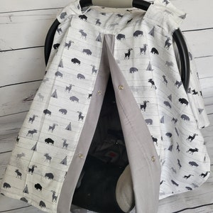 Woodland buck carseat cover, Baby Shower Gift, Baby Boy Car Seat Canopy, READY TO SHIP