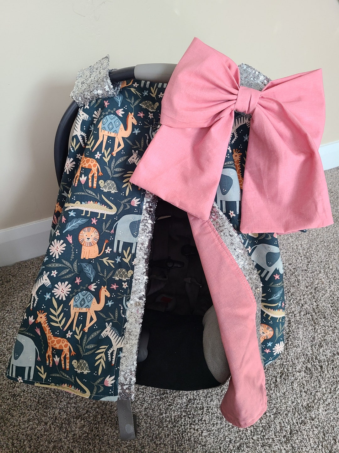 Safari Car Seat Cover Gifts for Newborn Baby Girl Car Seat Etsy UK