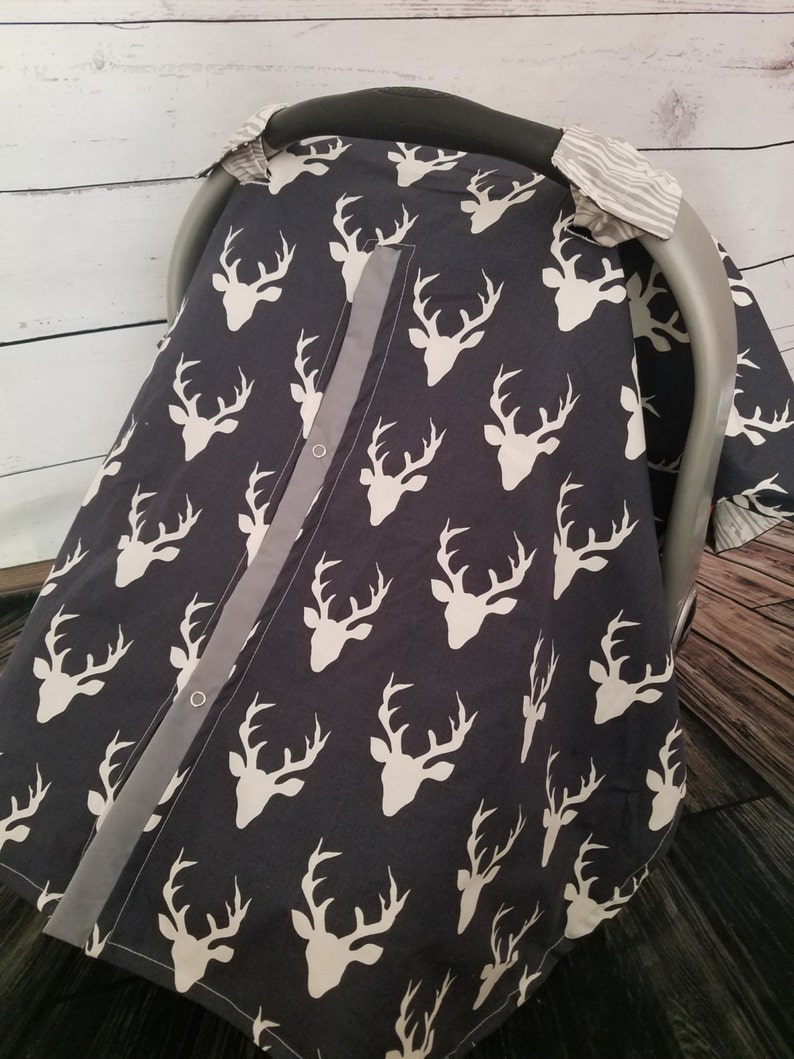 Car Seat Canopy Navy Buck Grey Bark Carseat Canopy / Car Seat Etsy