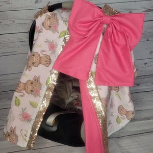 Funda para silla de auto con diseño de vaca escocesa bebé, regalo personalizado para baby shower, toldo para silla de auto de niña, LISTO PARA ENVÍO