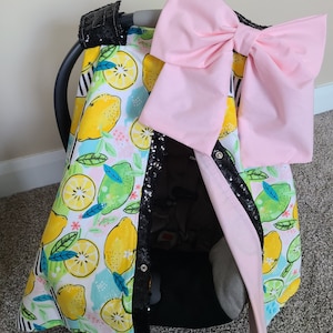 Fruit Car Seat Cover - Sequin Carseat Cover - Gifts for Newborn - Baby Girl Car Seat Canopy - READY TO SHIP