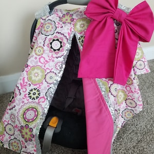 Rosa Autositzbezug mit Pailletten, süßes Accessoire fürs Auto, Babypartygeschenk, bereit zum Versenden