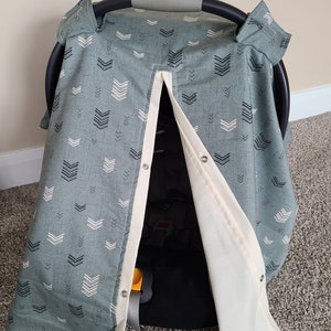 Zigzag Arrow Baby Boy Carseat Cover Canopy, Gift for Newborn Infant, Arrow Print