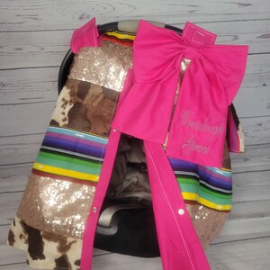 Kuh und Serape Sparkle Autositzabdeckung, Geschenk für Neugeborene, Baby-Dusche-Geschenk, BEREIT ZUM VERSAND