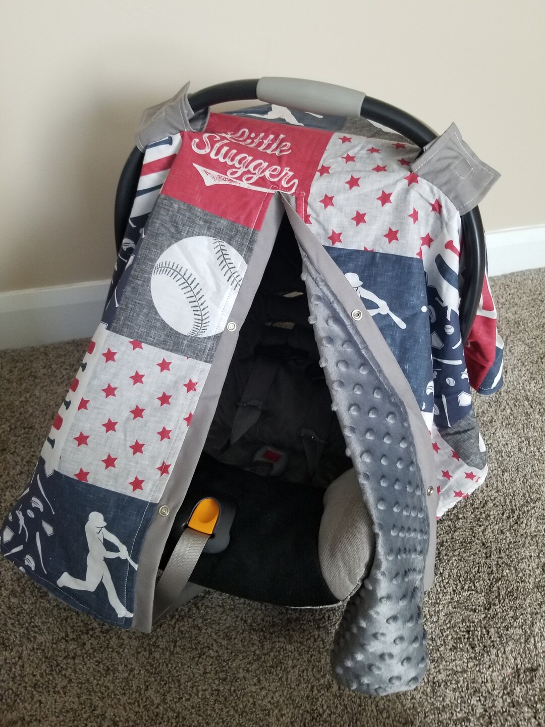 Baseball Minky Boy Car Seat Baby Shower Gift Baby Boy Car Etsy