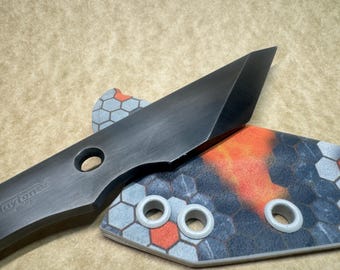 Kiridashi craft utility blade with Hex Pattern Kydex Sheath