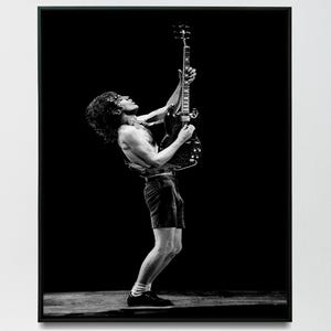 Angus Young ACDC Poster - Rock &#39;n Roll Guitarist Canvas Print - Framed Music Tribute Art - Classic Rock Wall Decor