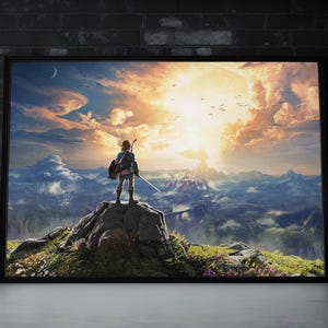 Zelda Breath of the Wild Poster - Link Canvas Print - Legend of Zelda Wall Art - Gamer Room Decor - Fantasy Adventure Wall Canvas