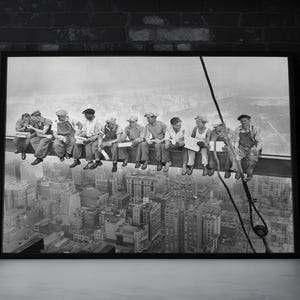 Lunch Atop a Skyscraper Print – NYC Vintage Wall Art – Construction Worker Poster – Classic Black and White Photo – Industrial Office Decor