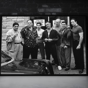 Gangster Family Canvas - Tony Black and White Poster - Classic Mobster Wall Art - Crime Movie Decor - Ready to Hang