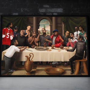 Legendary Rap Last Supper Canvas Wall Art, Hip Hop Music Poster, Urban Rapper Artwork, Streetwear Home Decor, Retro Rap Canvas Print