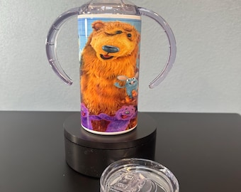 12 oz kids sippy cup bear home . great for hot and cold drinks comes with an extra lid and a straw.