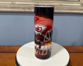 20 oz Kansas City football team  tumbler  . great for hot and cold drinks and comes with a straw.