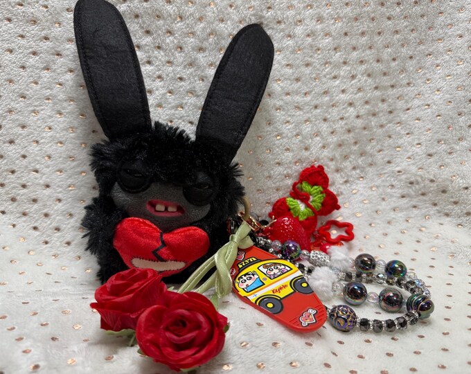 Fuggler Black Rabbit Keychain With Accessories - Etsy