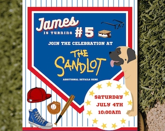 Sandlot Birthday Invitation - Digital Download, editable