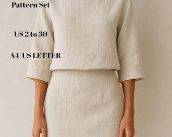 Crop Top and Mini Skirt Sewing Pattern: Women's DIY Outfit (PDF Digital Download)