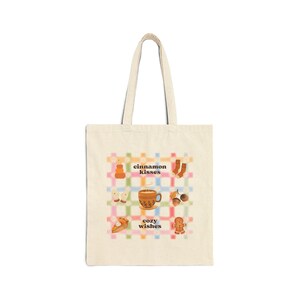 Cinnamon Wishes Cotton Canvas Tote Bag - Cute Grocery Bag, Eco-Friendly Gift, Holiday Shopping Bag, Reusable Tote, Vintage Style Storage
