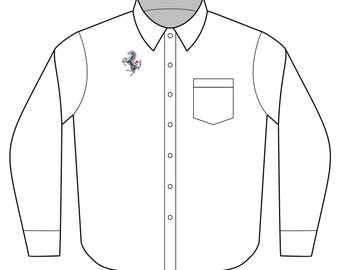 Men's Dress Shirt. Abstract Line Horse Chest Pocket Shirt. www.poweredbyferrari.com