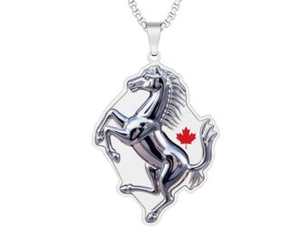 Cavallino (horse) with Maple Leaf Custom Cut Photo Pendant | Personalized Photo Necklace. poweredbyferrari.com