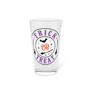 Halloween Pint Glass, Spooky Drinkware, Trick or Treat Glass, Party Cup, Halloween Decor, Gift for Halloween Lovers