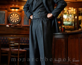 Vintage Men's 3 Piece Suit, 1940s Inspired Double Breasted Suit, High Waist Wide Leg Pants, Classic Wedding Formal Wear