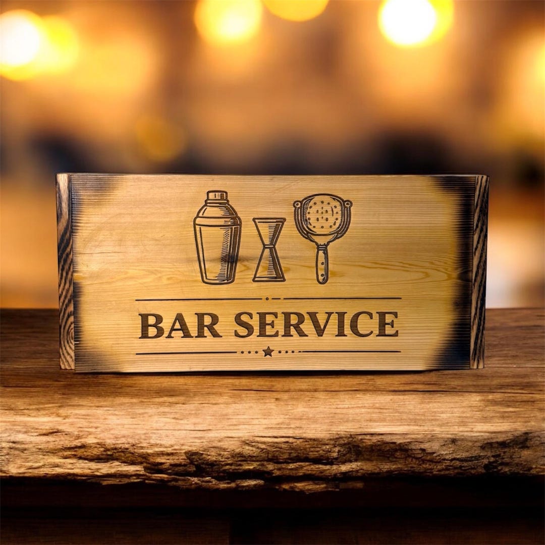 Table Service Only Sign Engraved Bar Service Wood Sign, Rustic Home Bar Decor - Etsy