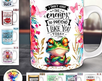 Sarkastisches Becher-Design-Bundle | 20 Snarky Humor 11 Unzen Sublimationsverpackungen | Urkomisch, witzig und launisch sagen PNGs | Für Bastler und POD
