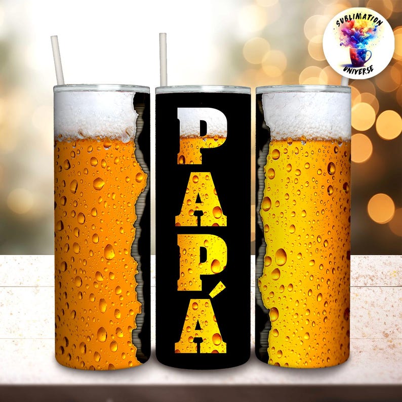 Diseño PNG Papá Cerveza för Tumblers | Plantilla Día del Padre för Sublimación de Vaso Skinny 20oz | Ladda ner Inmediata bild 1