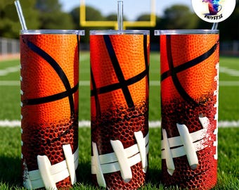 Basket-ball Football Fusion PNG Bundle | Mug double sport de 11 oz et 15 oz, emballages pour sublimation pour gobelet mince de 20 oz | Cadeau pour fan de sport
