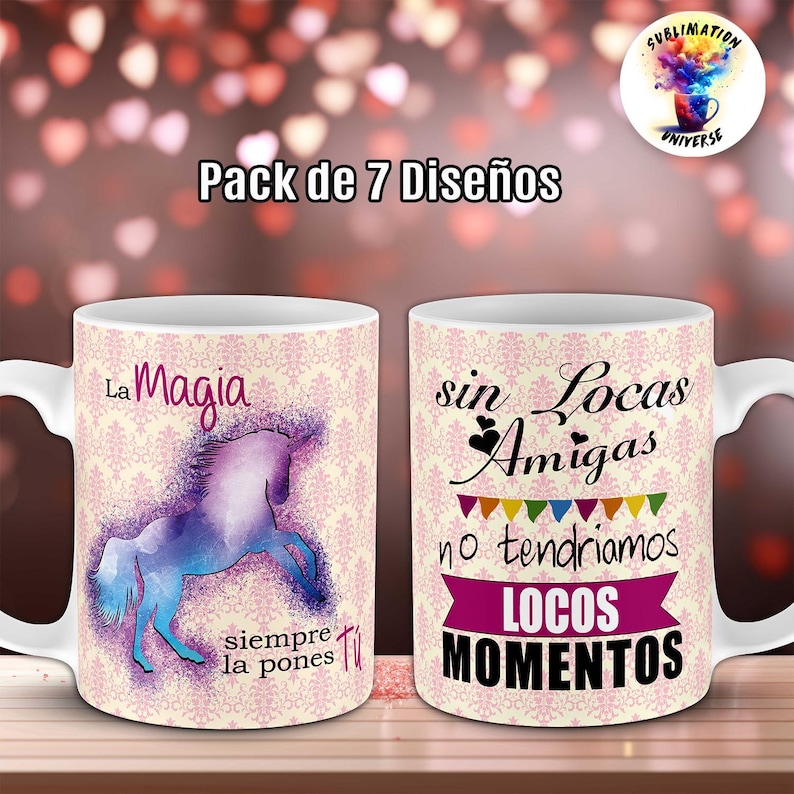 Pack Plantillas Amigas para Tazas 11oz y 15oz / Diseños PNG Frases de ...
