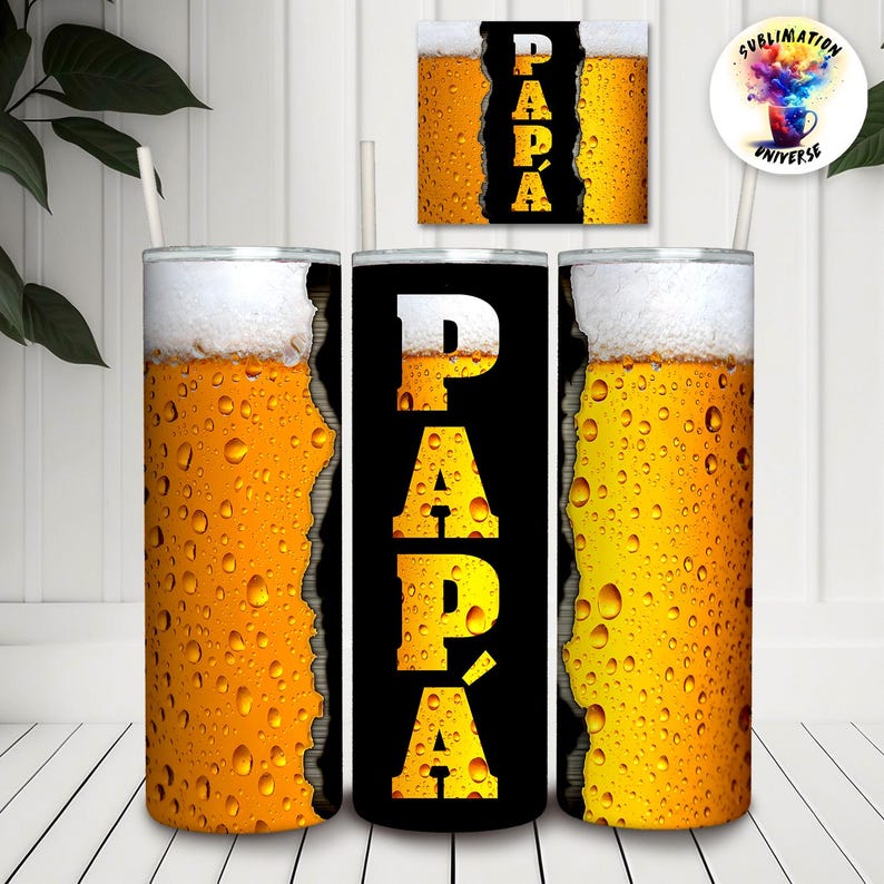 Diseño PNG Papá Cerveza för Tumblers | Plantilla Día del Padre för Sublimación de Vaso Skinny 20oz | Ladda ner Inmediata bild 2