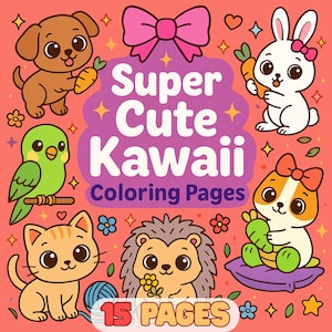 Kawaii Animal Coloring Book for Kids & Adults (Digital Download PDF)