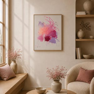 Original Abstract Painting, Pink Burgundy Wall Art, Modern Acrylic Canvas Artwork, Contemporary Home Decor, Between Softness and Light II