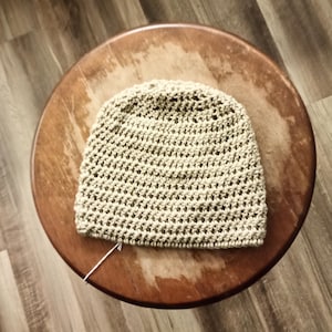 Beige Knit Beanie Hat