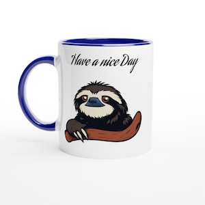 Beautiful Sloth Coffee Mug - Ceramic Mug for Coffee & Hot Drinks - Animal Lovers - White Ceramic Mug 11oz with Color Inside