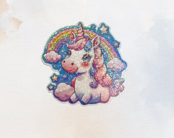 Pastel Unicorn Sticker: Rainbow Holographic Vinyl Decal