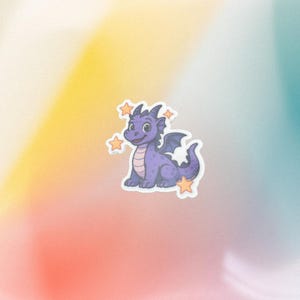 Happy Dragon Sticker - Purple Stars