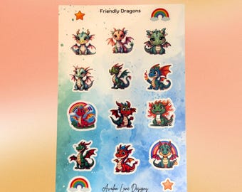 Dragon Sticker Sheet | Glossy Waterproof Vinyl