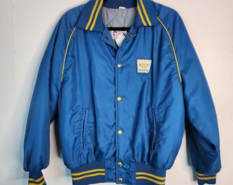 Vintage King Feed & Seed Patch reklambomberjacka storlek L herr majskorn