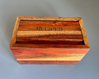 Wooden Recipe Box with 40 Recipe Cards