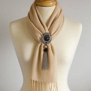 Vintage-Inspired Scarf Jewelry with Tassel Accent