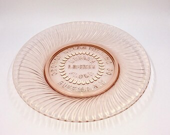 Buffalo NY Urban Milling Liberty Flour Pink Hobnail Depression Glass Plate